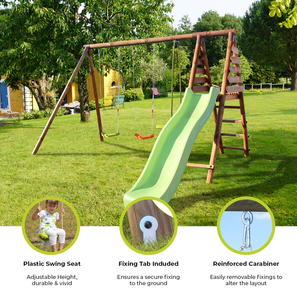 Soulet Violette Wooden Kids Swing Set with Slide Image 7
