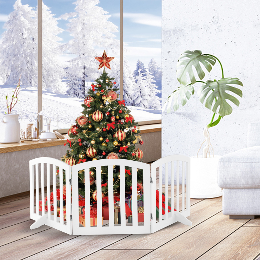 Costway 61cm White Safety Gate with Support Feet Image 2