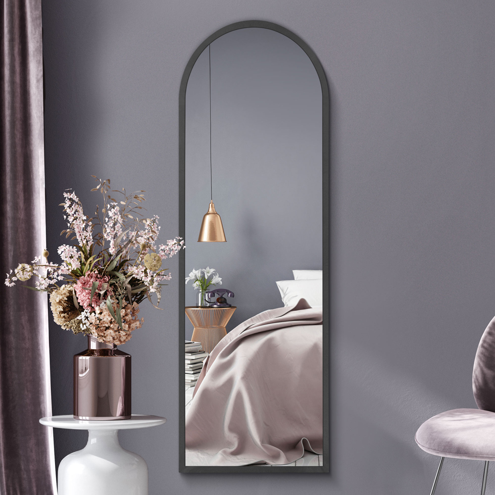 The Arcus Black Arched Leaner Wall Mirror 160 x 53cm Image 2