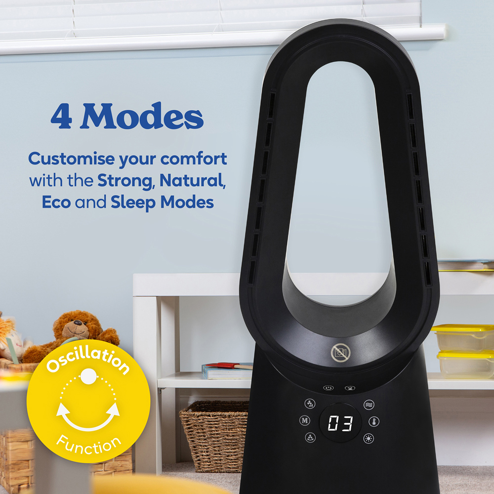 Russell Hobbs Black Oscillating Bladeless Heat and Cool Fan with Remote Image 7