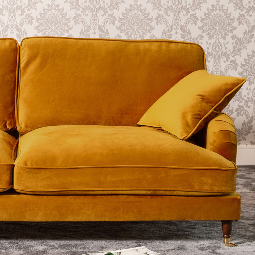 Mackenzie 4 Seater Yellow Plush Velvet Sofa Image 2