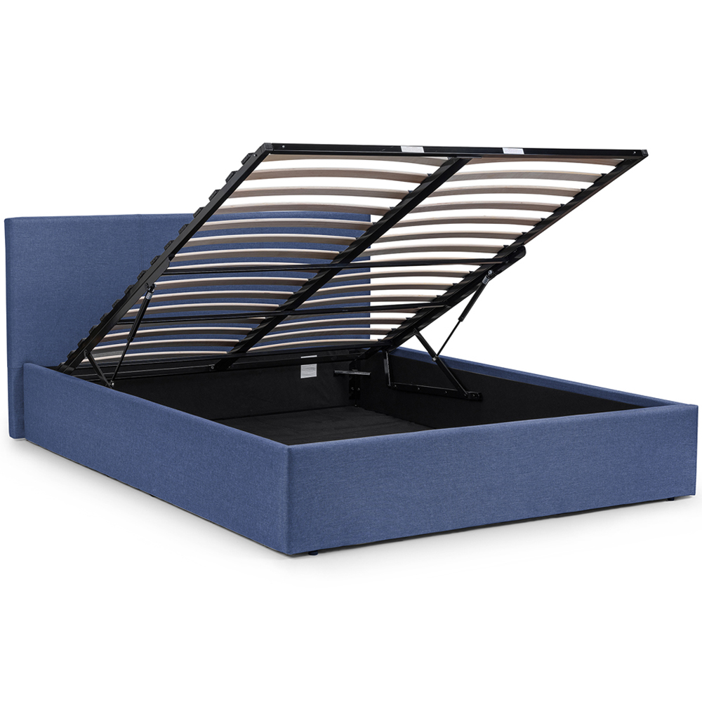 Julian Bowen Rialto King Size Dark Blue Linen Lift Up Storage Bed Image 5