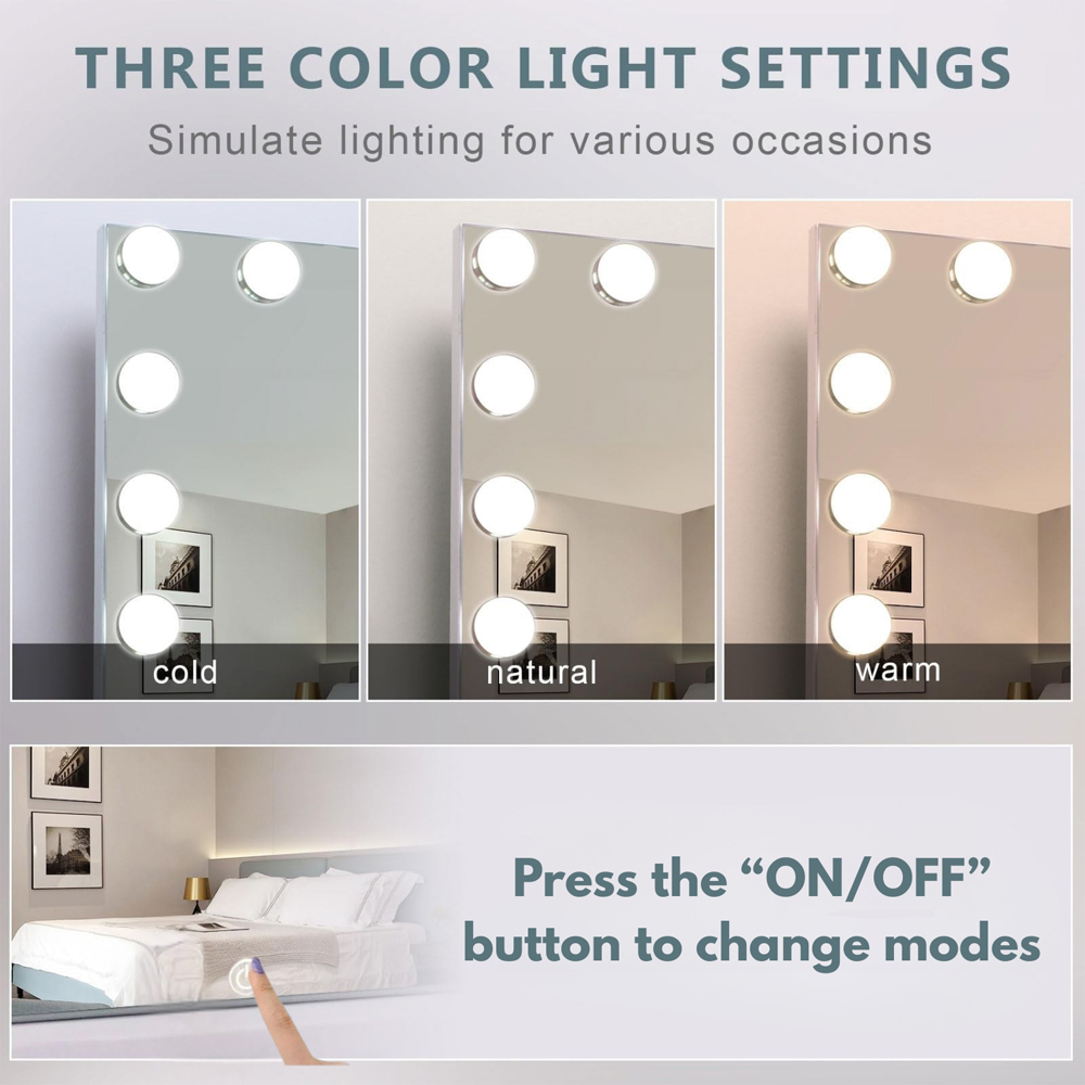 Portland 4 Drawer Stone Grey Dressing Table Set with LED Mirror Image 4