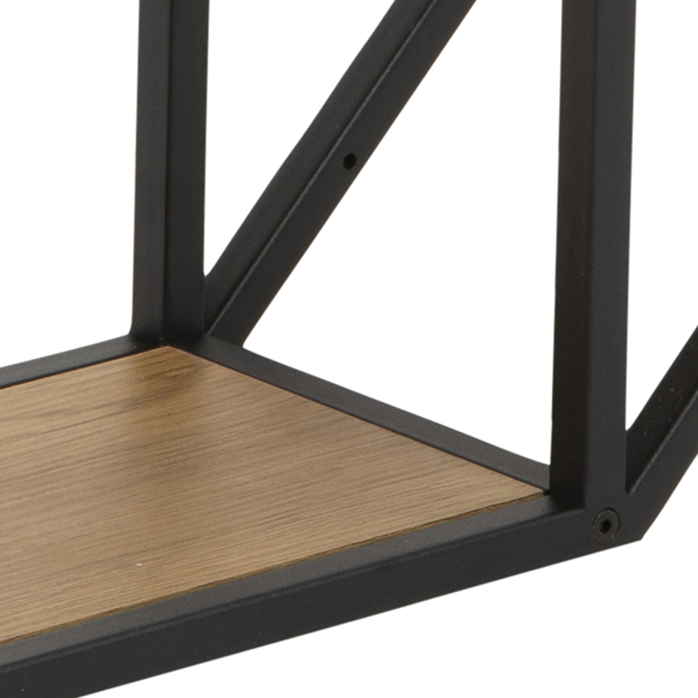 Florence Seaford 3 Shelf Oak and Black Octagonal Metal Wall Shelf Image 6