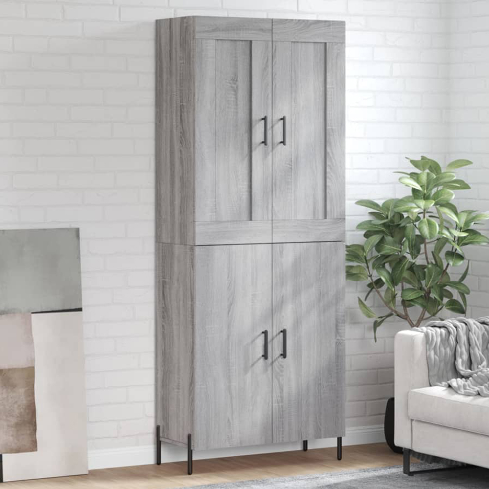 vidaXL 4 Door Grey Sonoma Highboard Image 1