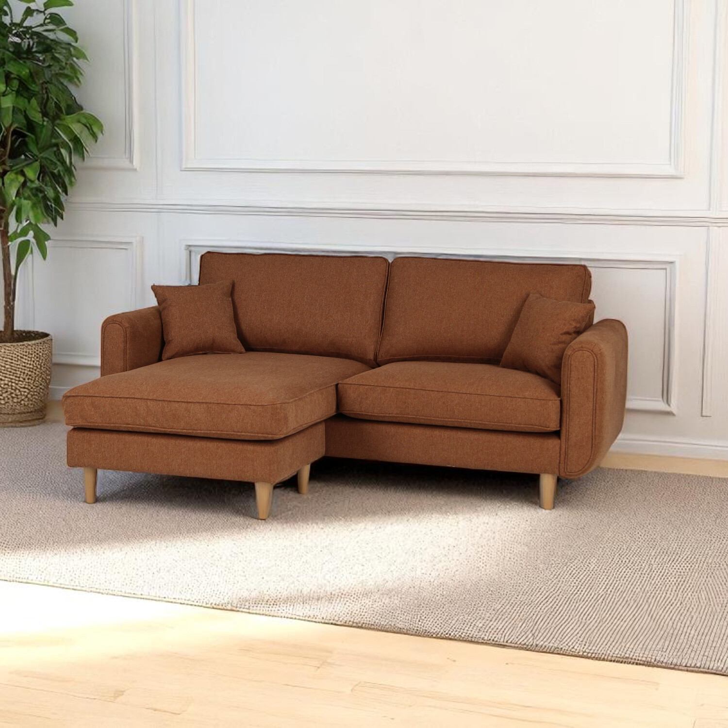 Oxford Reversible Chaise Sofa Brown Image 1