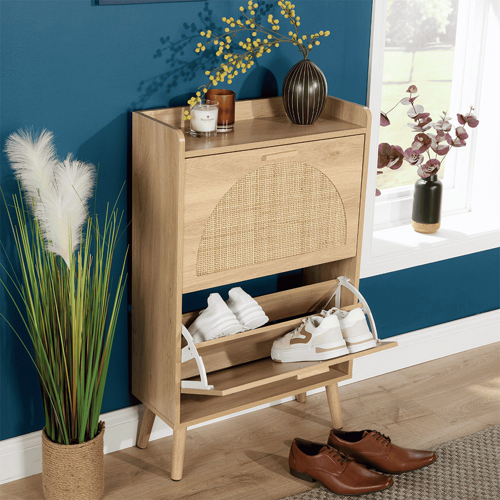 Home Source Astbury 2 Door Rattan Front Shoe Cabinet Image 8