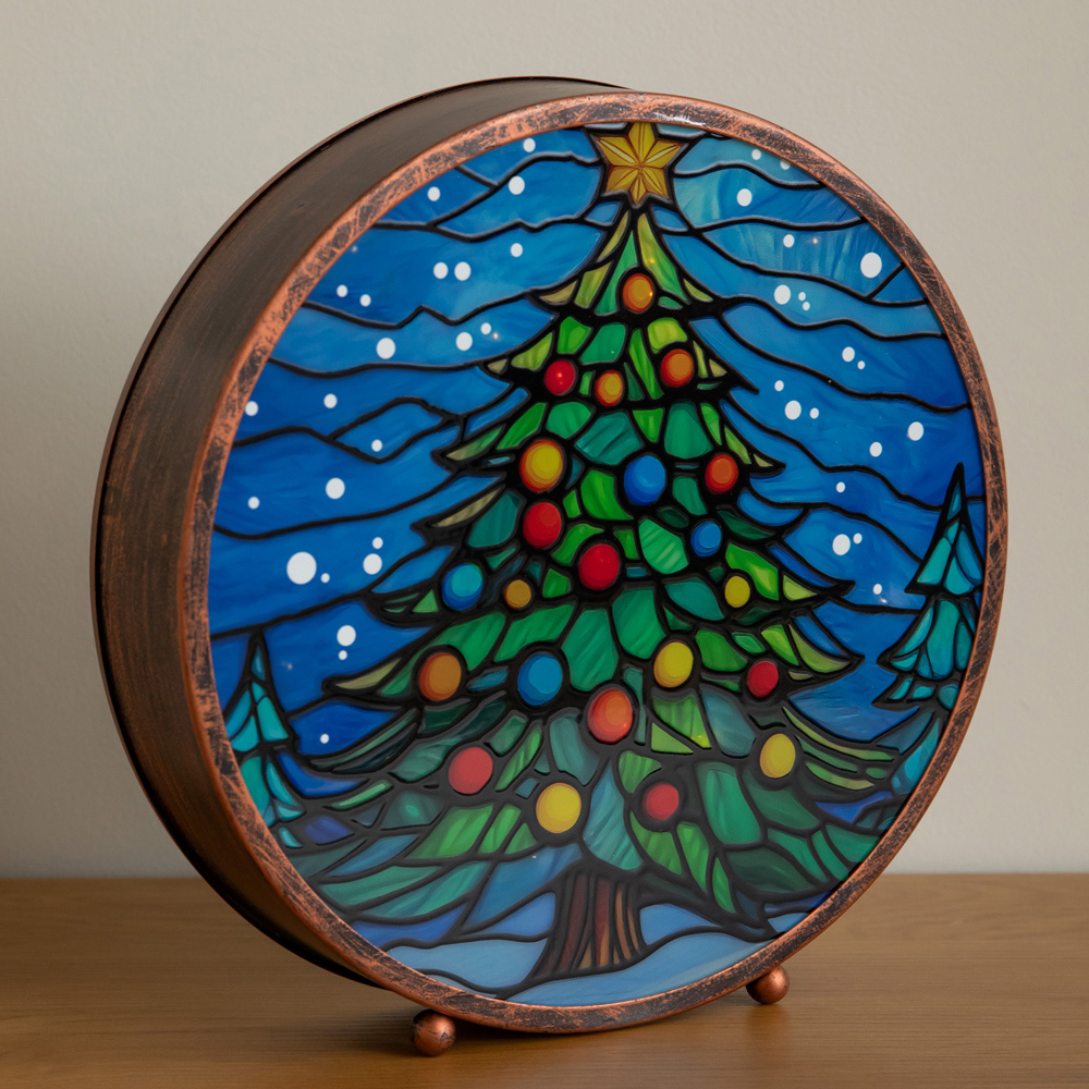 Samuel Alexander Light Up Stained Glass Christmas Tree Decoration 25cm Image 3
