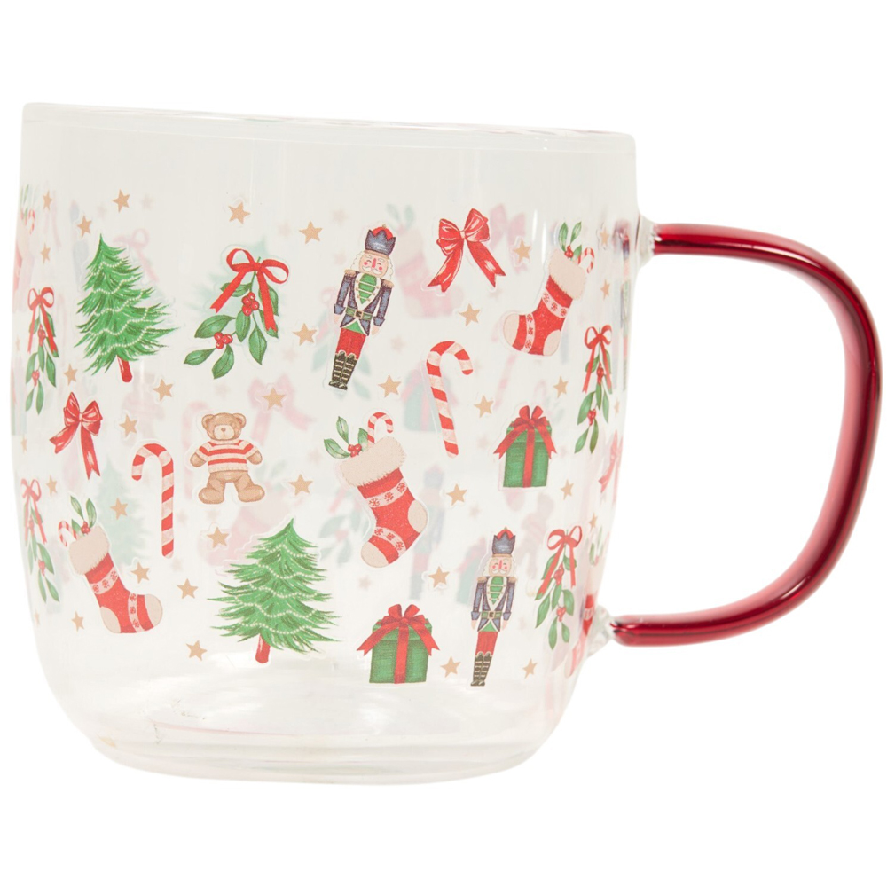 Christmas Glass Mug with Red Handle Image 2