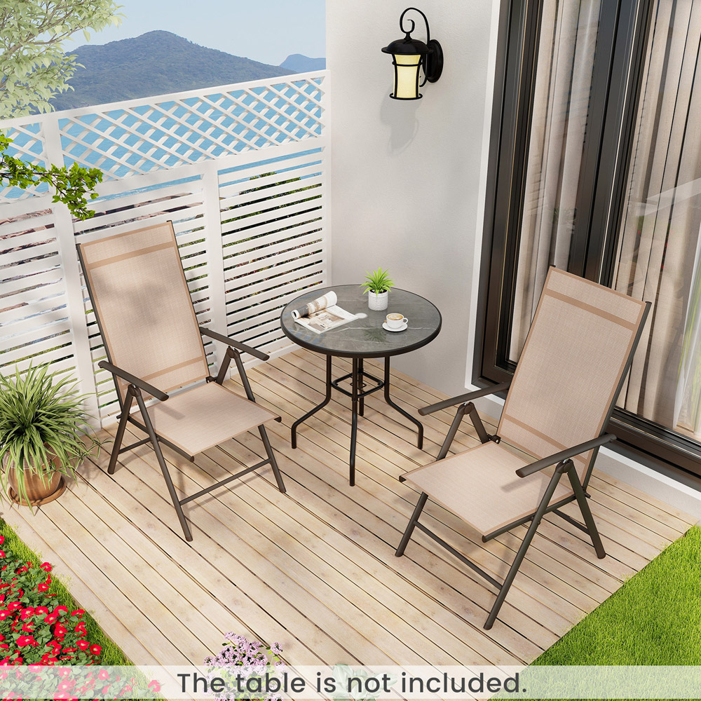 Costway Brown Folding Outdoor Sling Dining Chairs with Adjustable Backrest Image 5