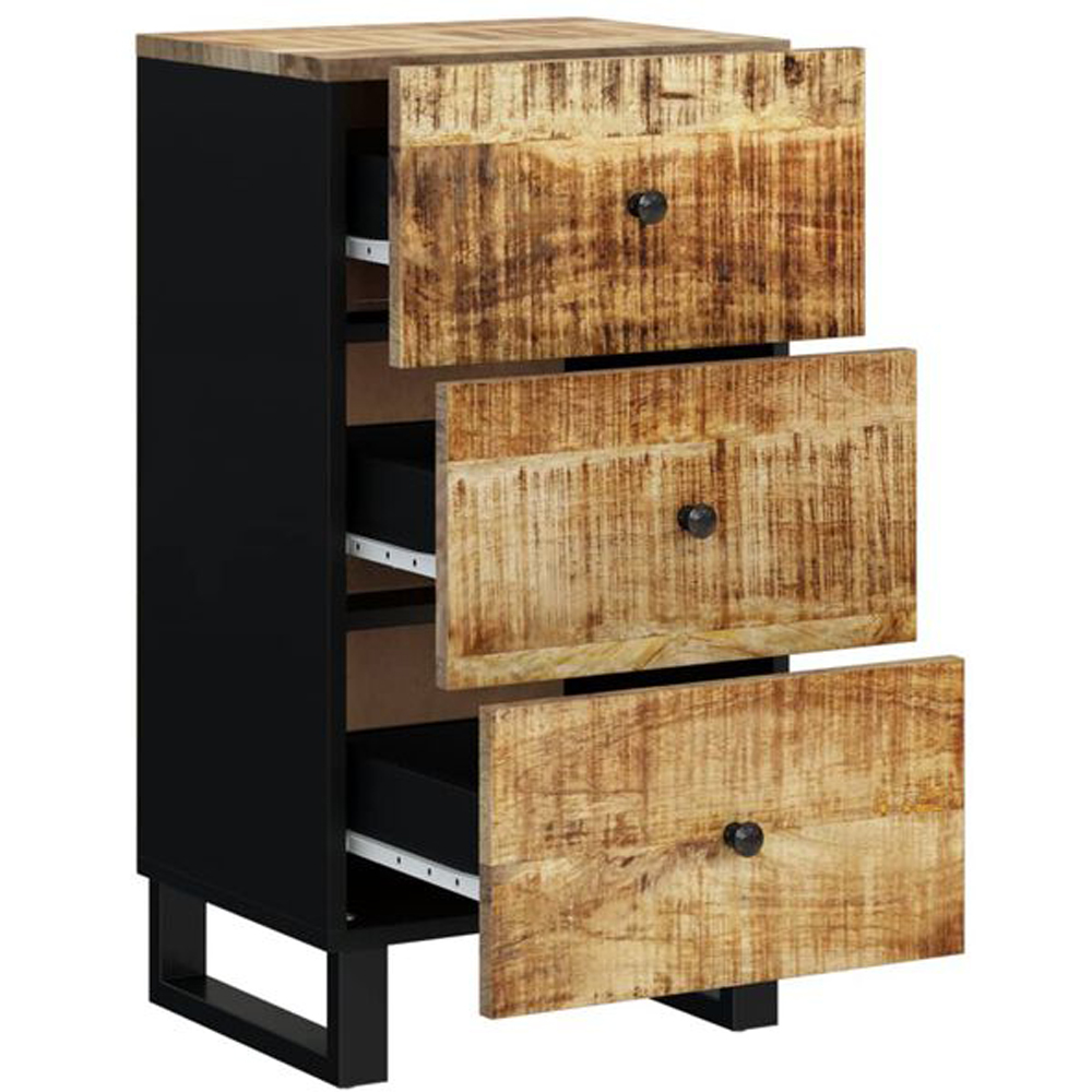 vidaXL 3 Drawer Brown Solid Mango Wood Sideboard Image 4