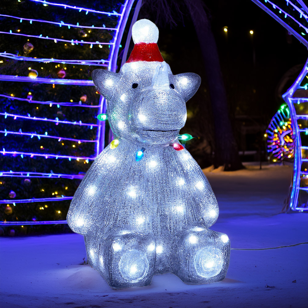 Acrylic LED Festive Rhino - Grey Image 1