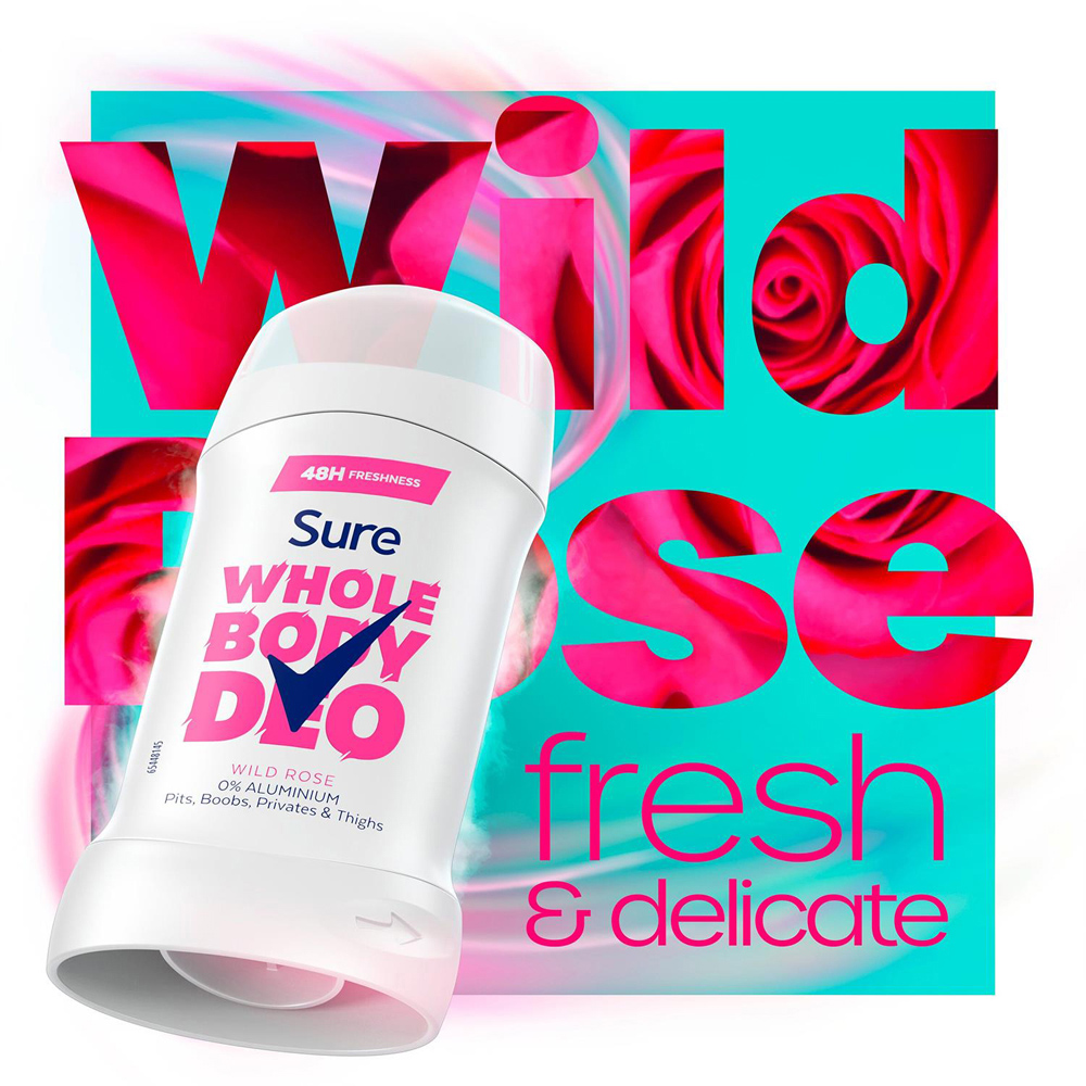 Sure Wild Rose Whole Body Odour Control Deodorant Stick 50ml 6 Pack Image 4