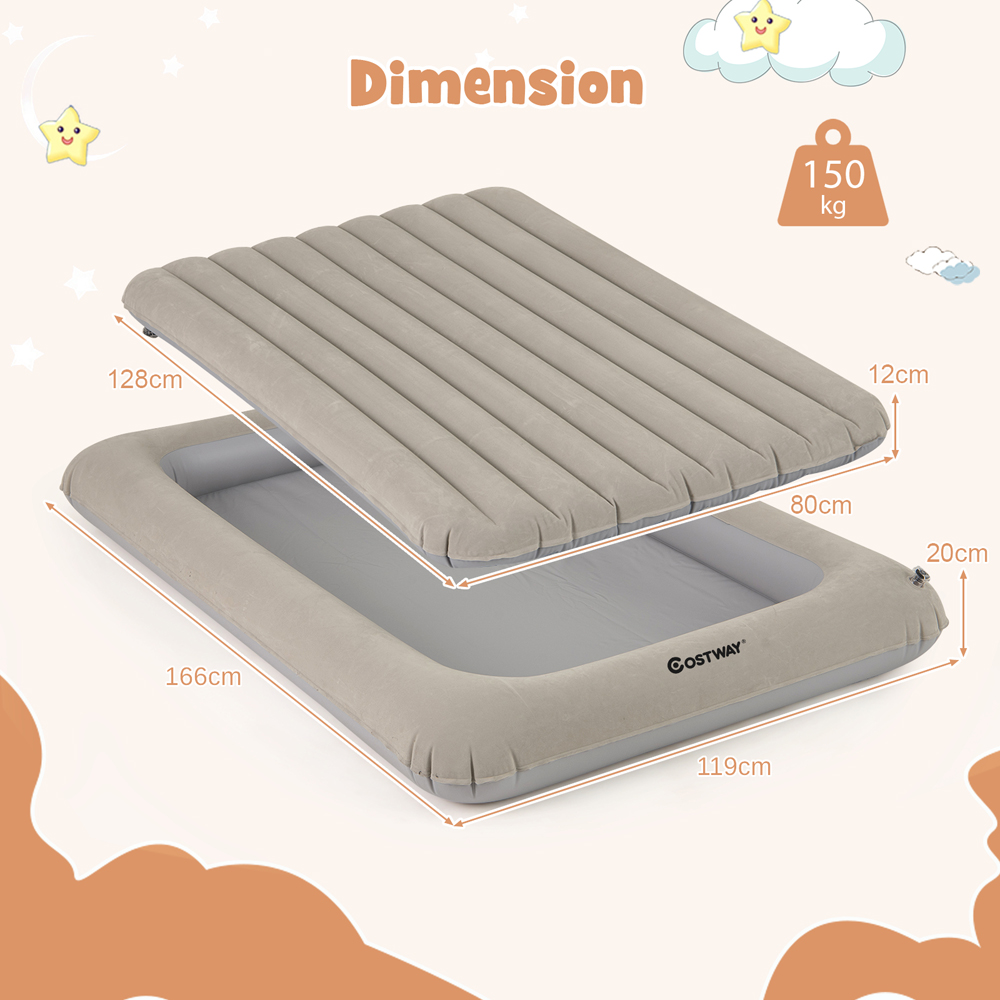 Costway Grey Inflatable Toddler Travel Bed with Electric Pump Image 9