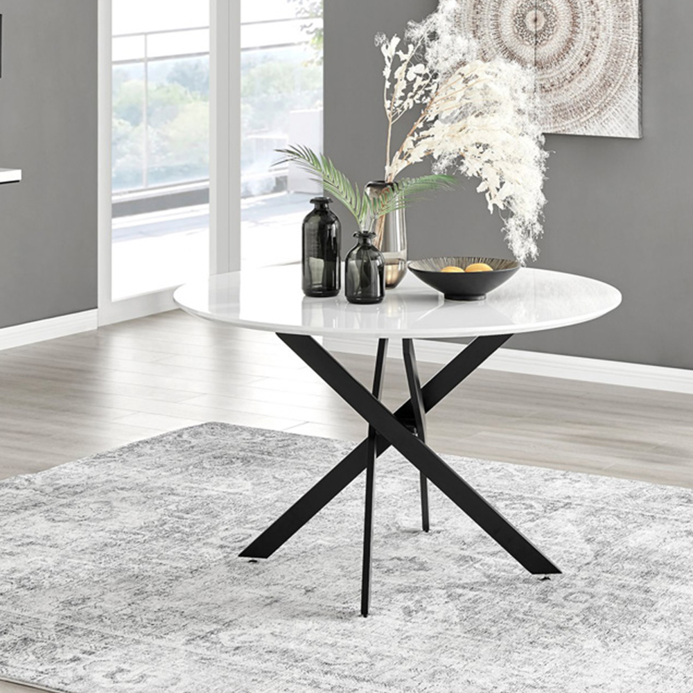 Furniturebox Arona Cesano 6 Seater Round Dining Set White Gloss Black and Grey Image 8