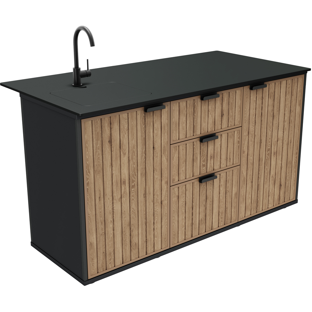 Keter 2 Door 3 Drawer Graphite Compact Outdoor Kitchen with Sink and Serving Tray Image 3