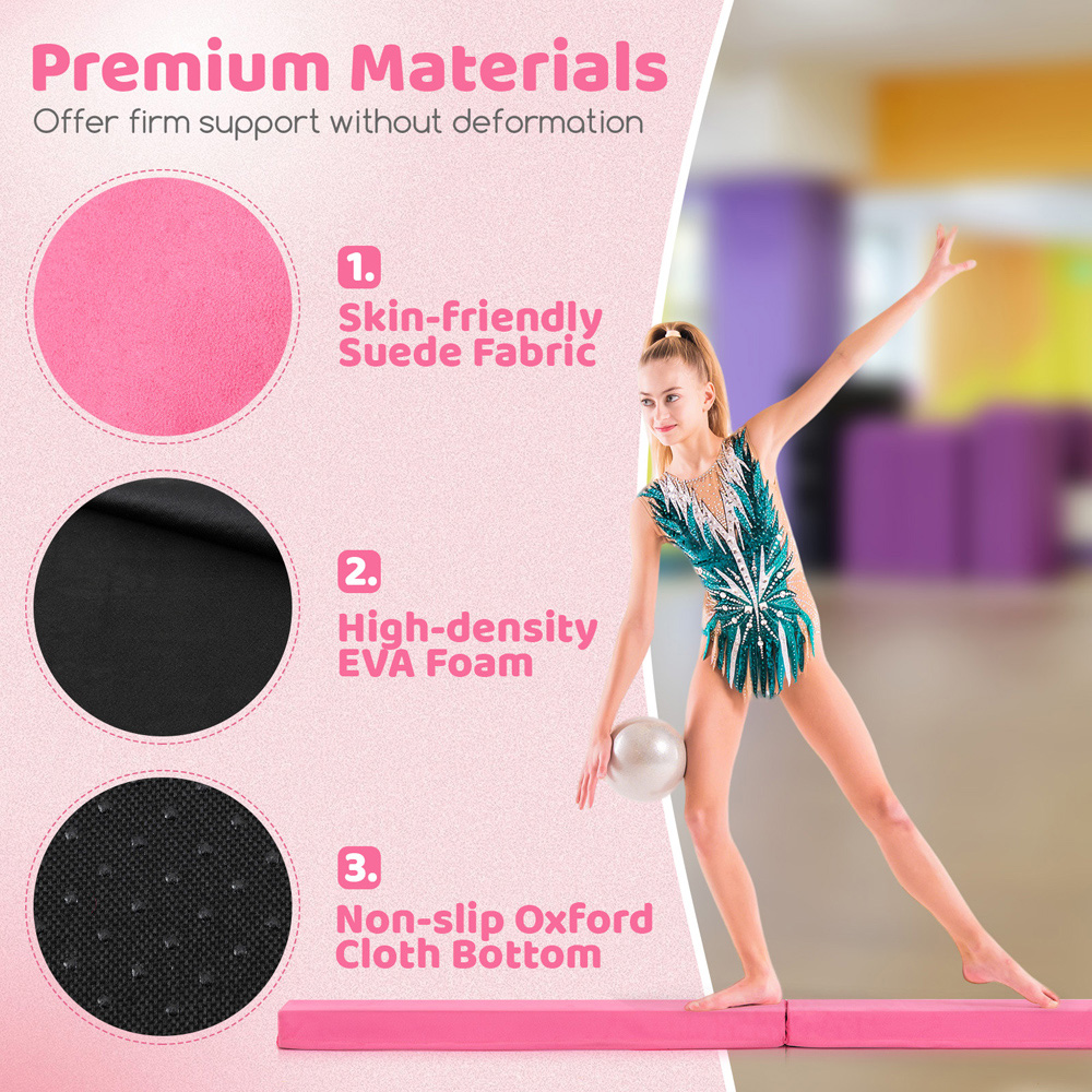 Costway Rose Foldable Gymnastic Beam with Cover 210cm Image 4