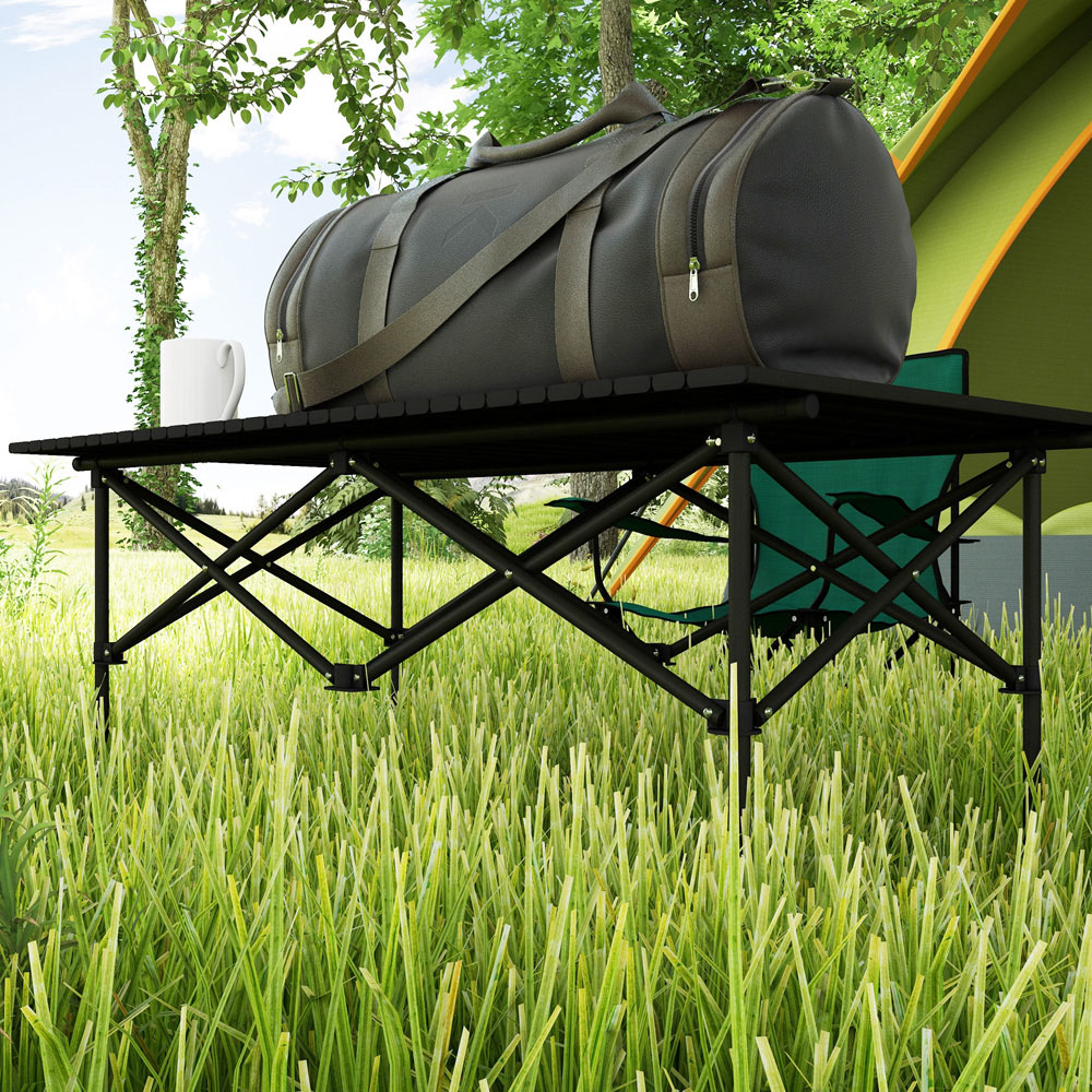Outsunny Black Aluminium Foldable Camping Table with Carry Bag Image 3
