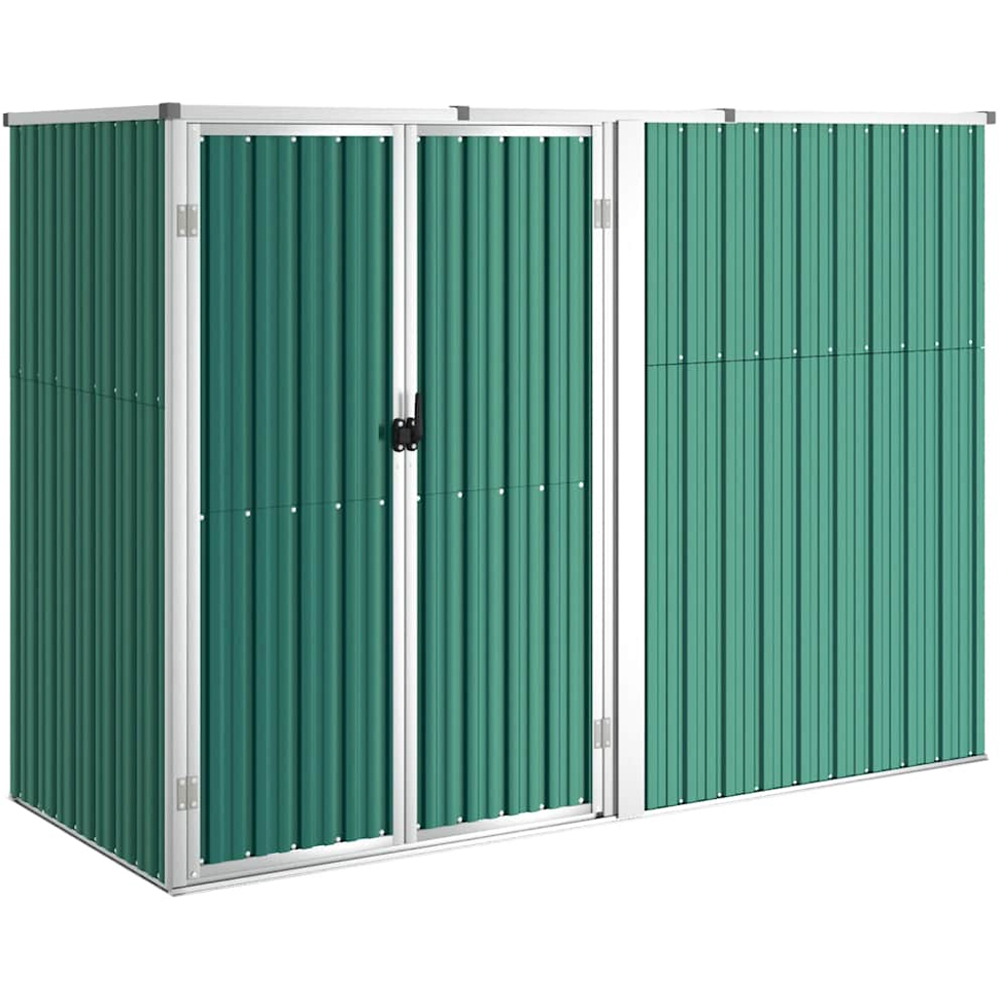 vidaXL 7.4 x 2.9ft Green Galvanised Steel Pent Garden Shed Image 1