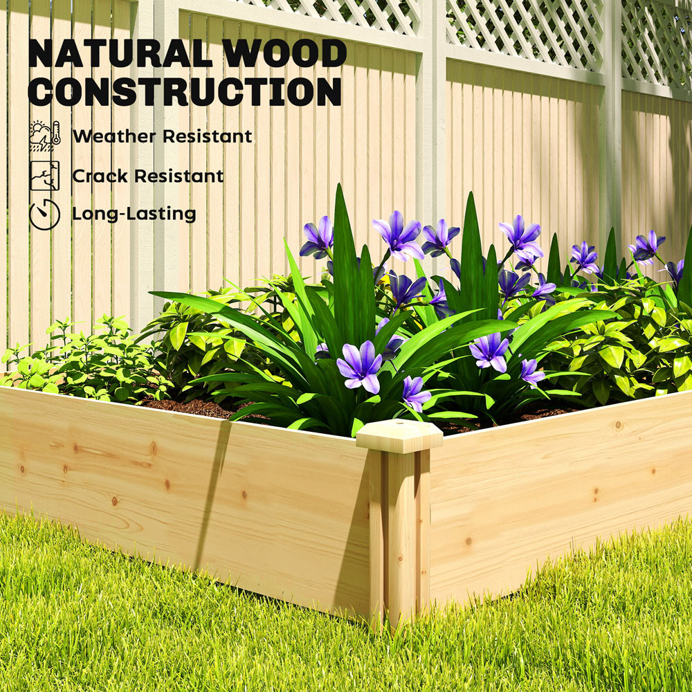 Outsunny Wooden Raised Garden Bed with Divider and Open Bottom 26 x 121 x 235cm Image 5