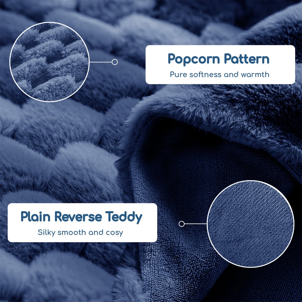 Velosso Single Navy Chunky Popcorn Fitted Sheet Image 4
