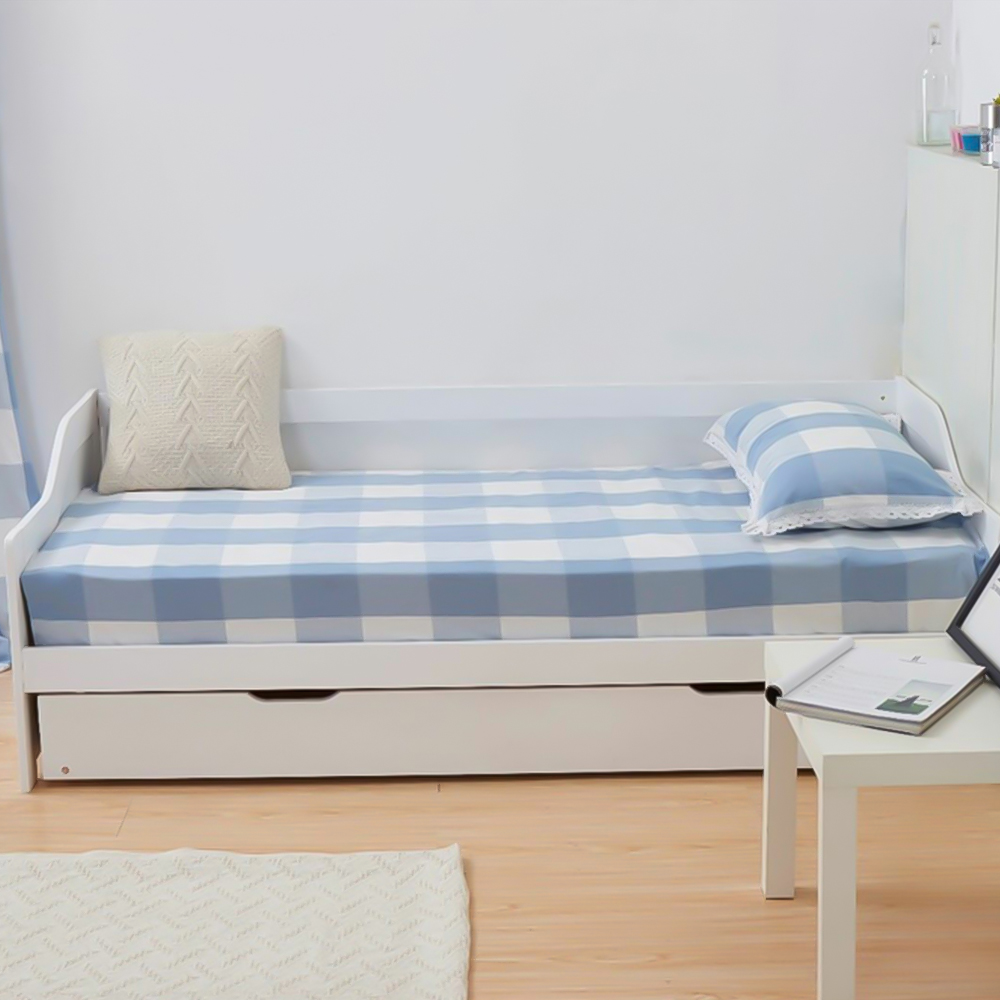 Portland Single White Wooden Day Bed with Trundle Image 3