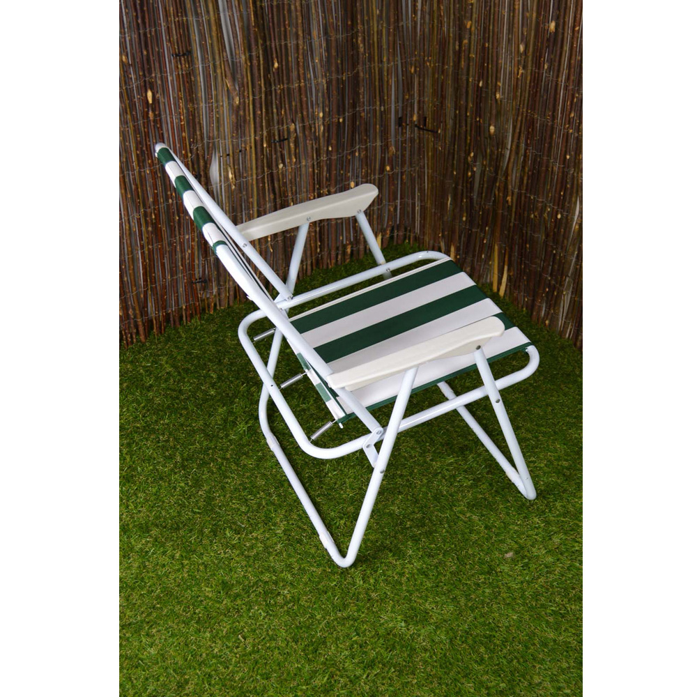 Samuel Alexander Green and White Folding Camping Chair Image 4