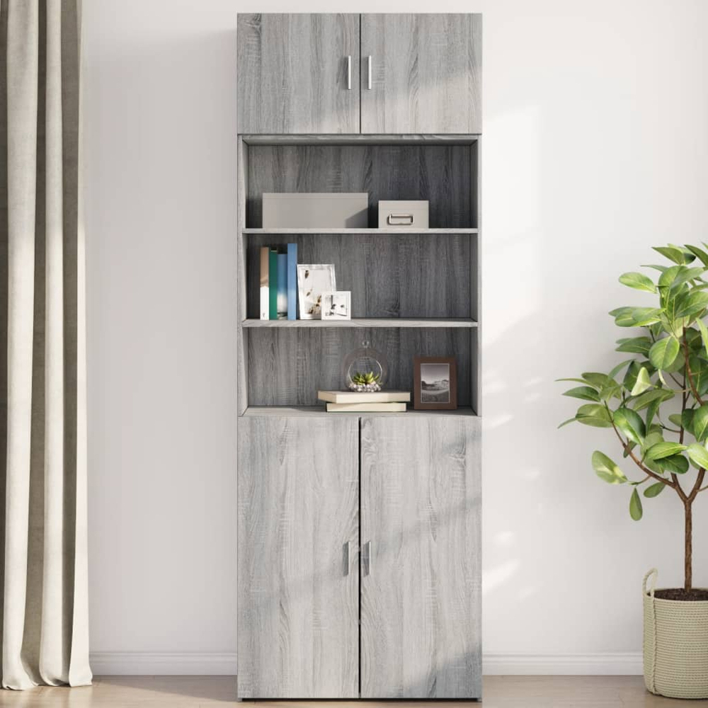 vidaXL 2 Door Grey Sonoma Wooden Wall Cabinet Image 3