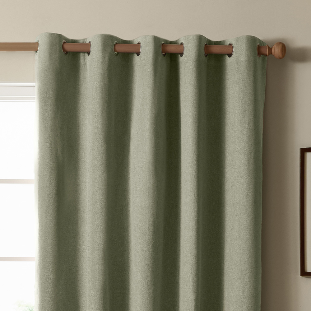 Furn The Ultimate Sage Textured Woven Blackout Eyelet Curtains 117 x 183cm Image 4