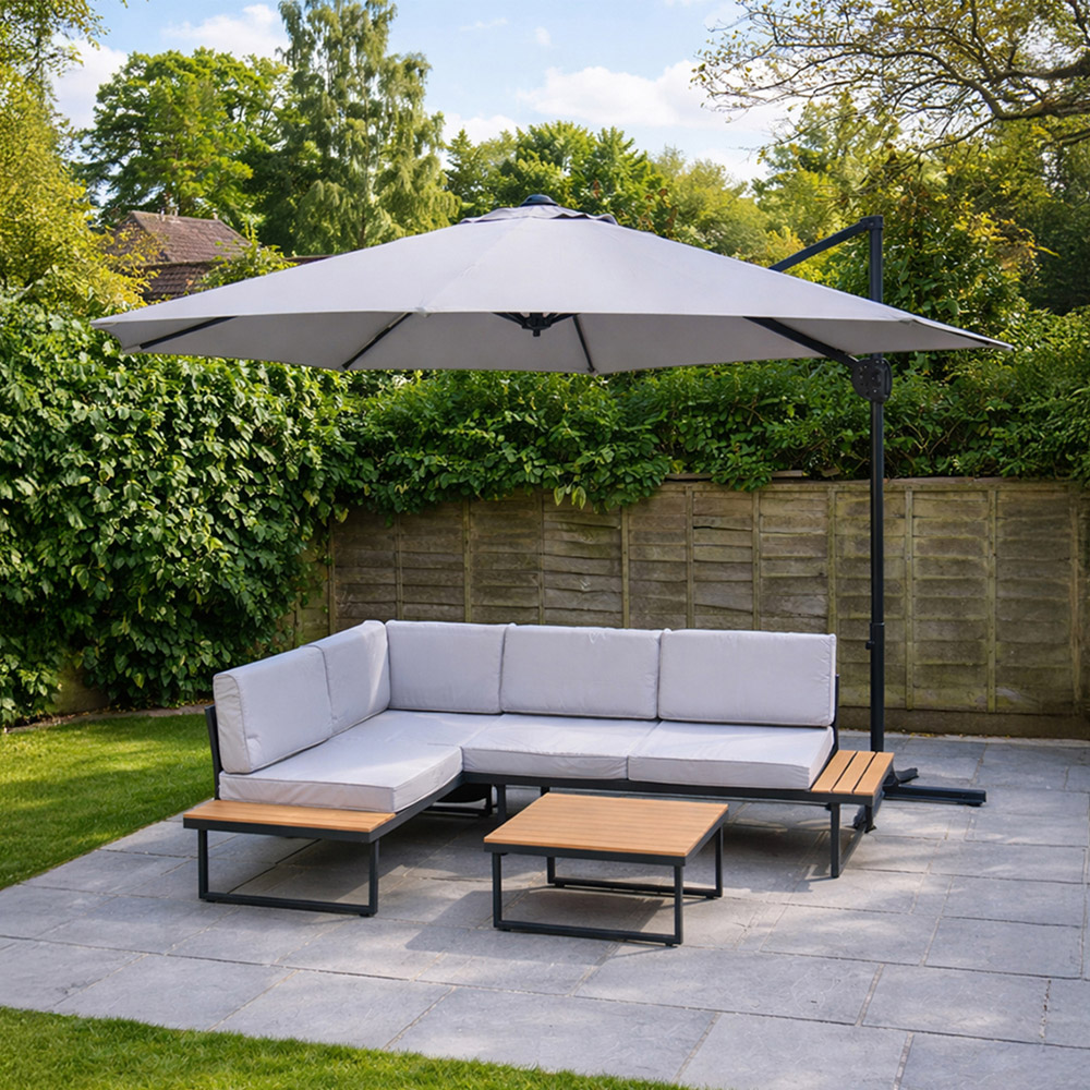 Jack Stonehouse Light Grey Crank and Tilt Roma Parasol 3m Image 2