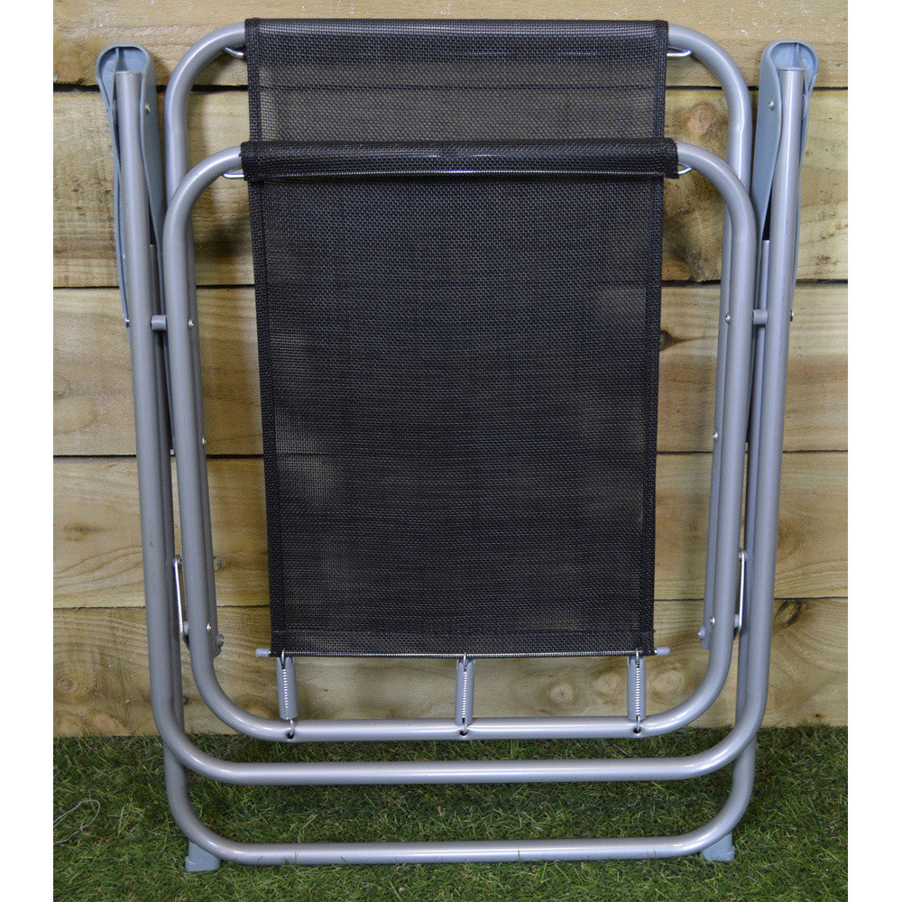 Samuel Alexander Set of 6 Grey and Black Foldable Garden Chair Image 4