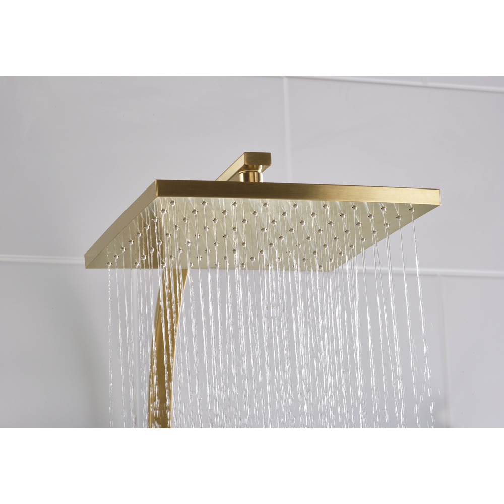 Bristan Quadrato Brushed Brass Cool Touch Thermostatic Bar Shower with Handset Image 4