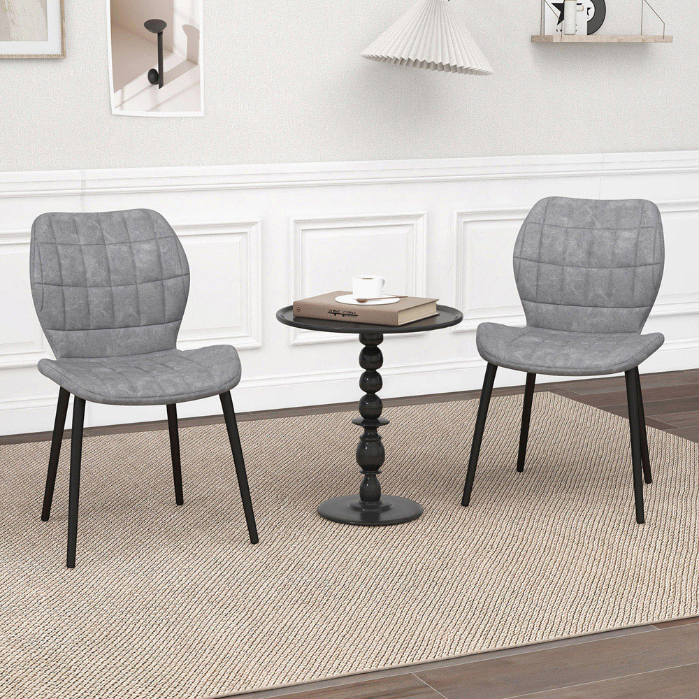 Costway Set of 2 Grey Padded Back Retro Dining Chairs Image 4