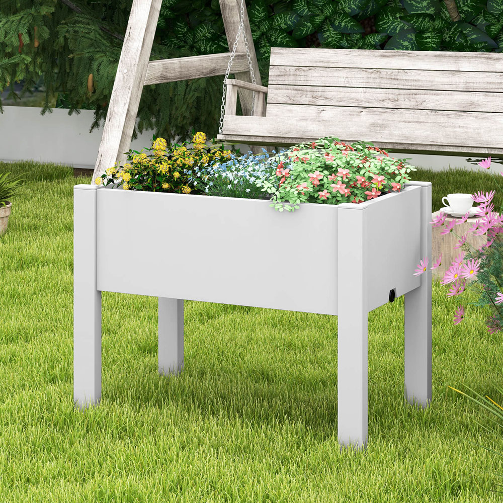 Costway White Raised Bed with Drainage Hole 53L Image 2