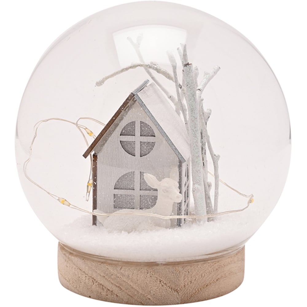 The Seasonal Gift Co. LED House and Snow Round Glass Christmas Decoration 12cm Image 2