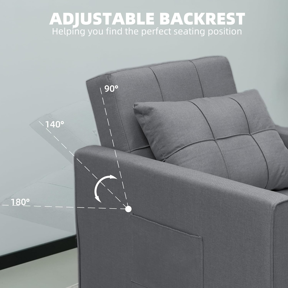 Alivio Singel Seater 3-in-1 Dark Grey Convertible Sofa Bed Chair Image 6