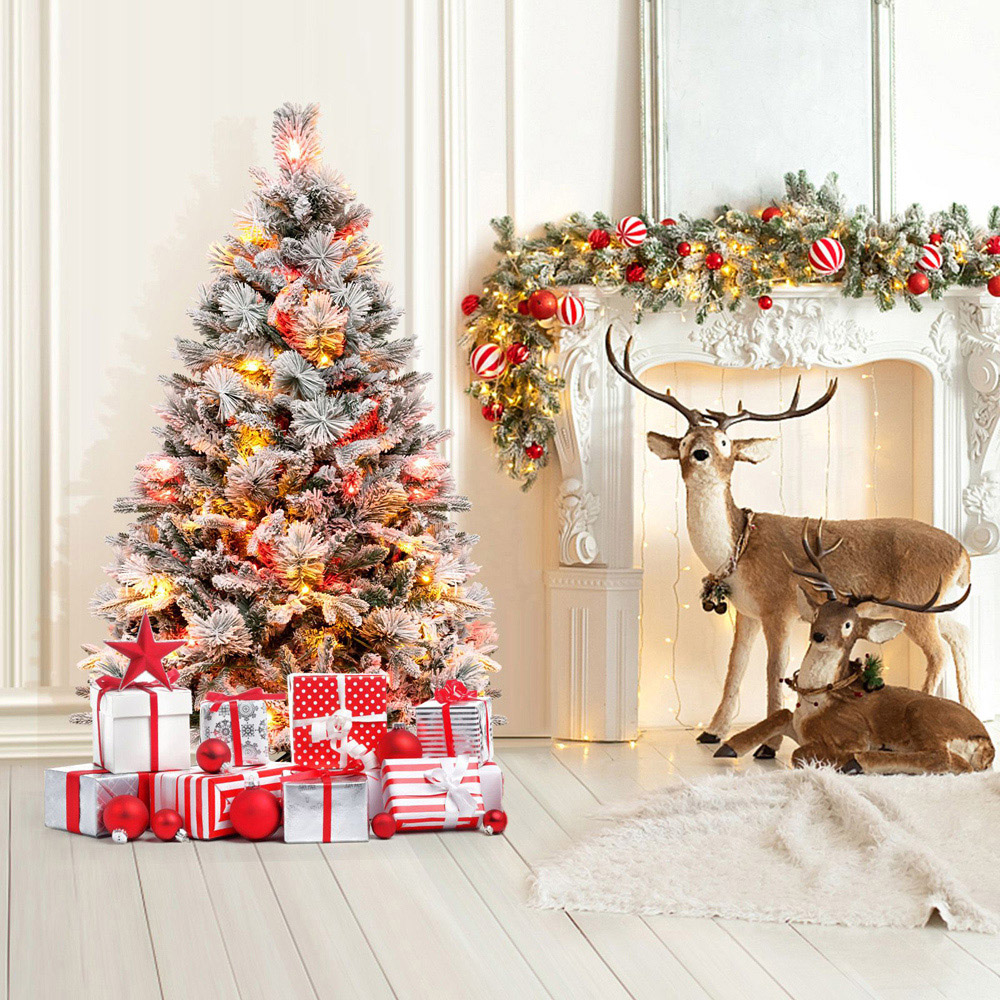 Costway Pre Lit Multicolour Pine Needles and Cones LED Artificial Christmas Tree 4.5ft Image 9