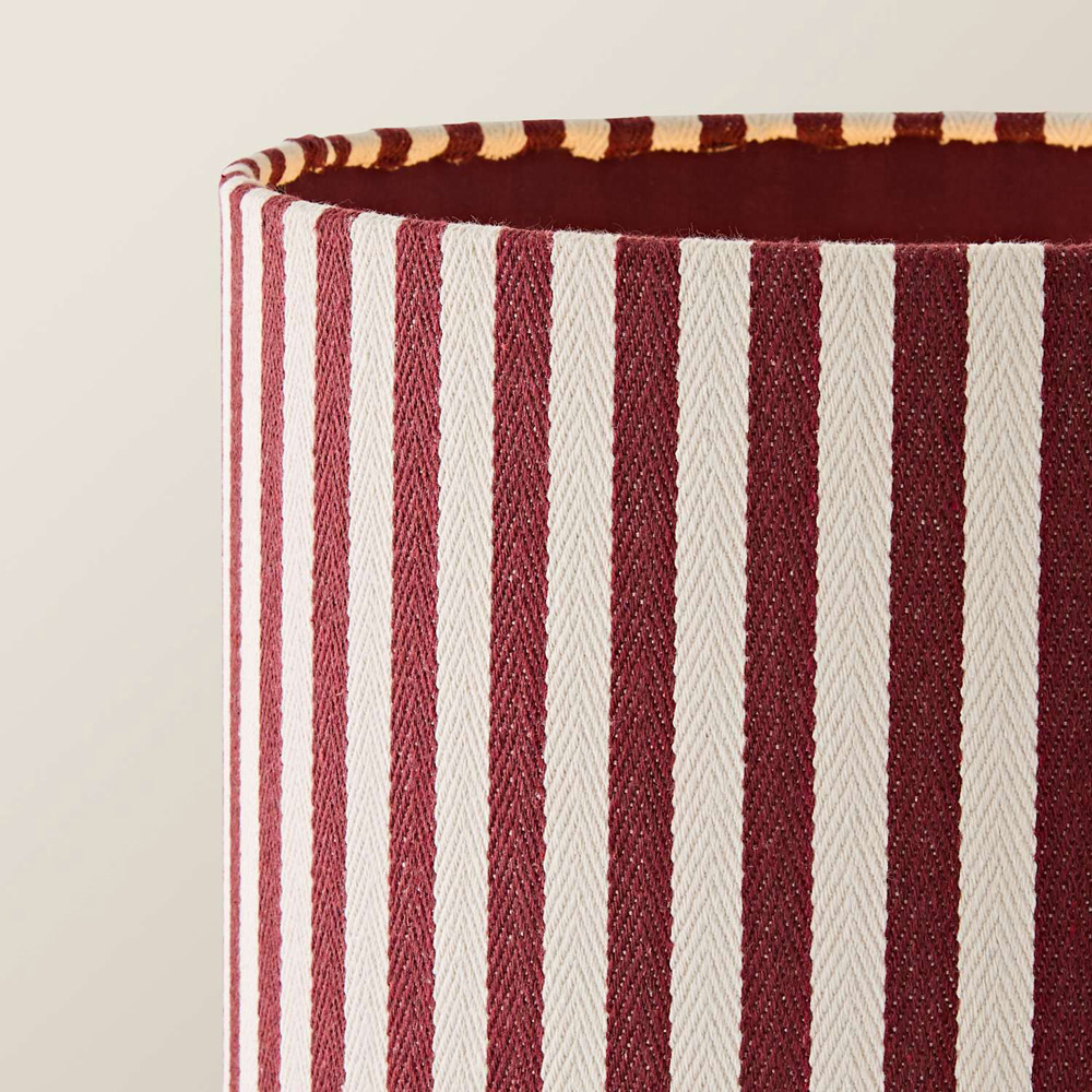 ValueLights Florence Burgundy Pinstripe Linen Midi LED Floor Lamp with Bulb Image 3