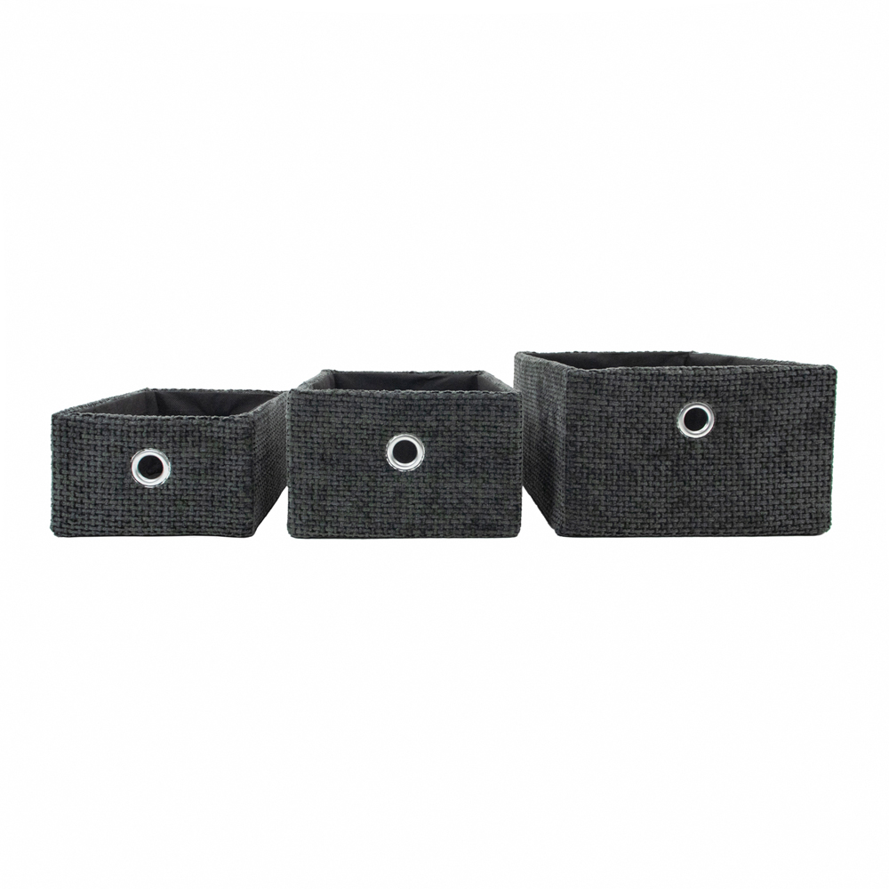 JVL Metro Black Rectangular Storage Basket 3 Pack Image 4