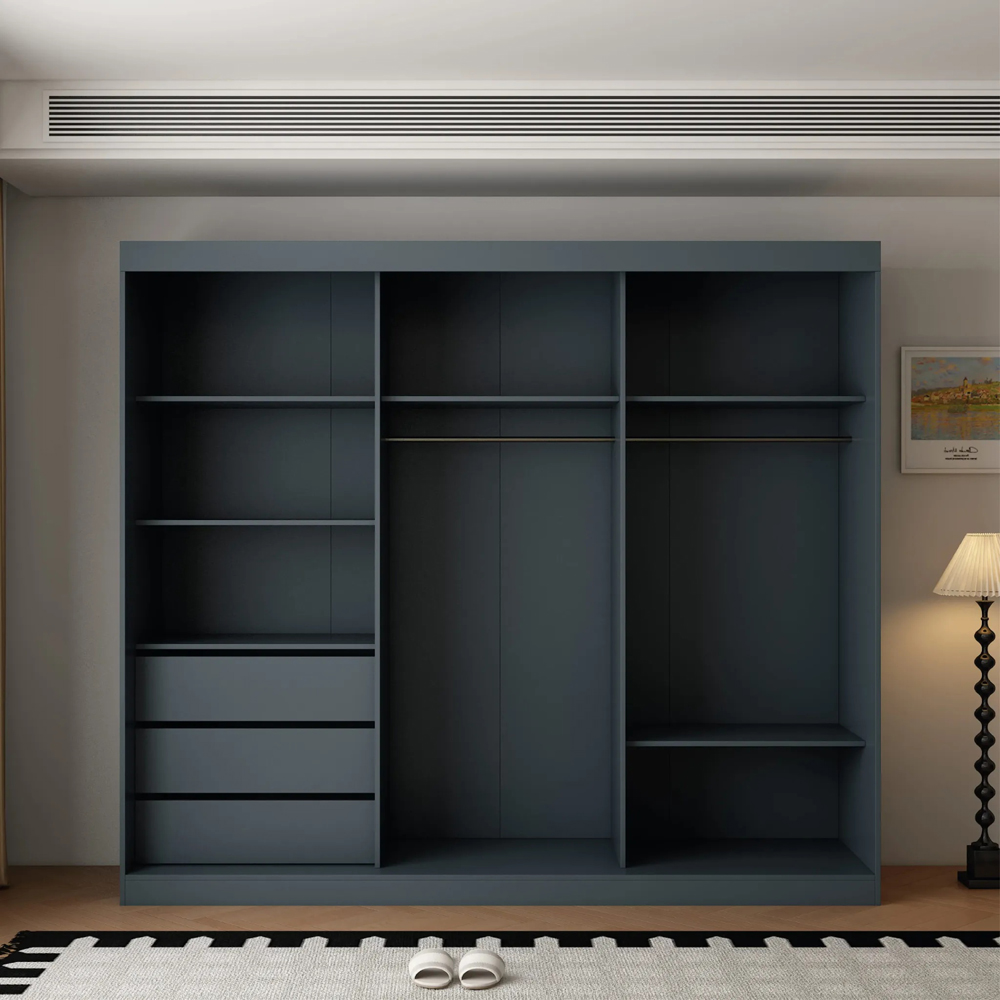 ARTESA Berlin 3 Door Dark Grey Mirrored Sliding Wardrobe Image 4