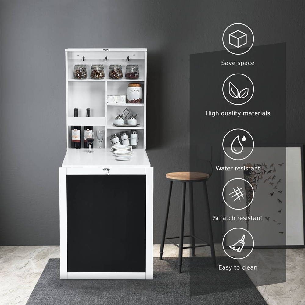 Costway 6 Shelf Wall Mounted Foldable Desk White Image 7