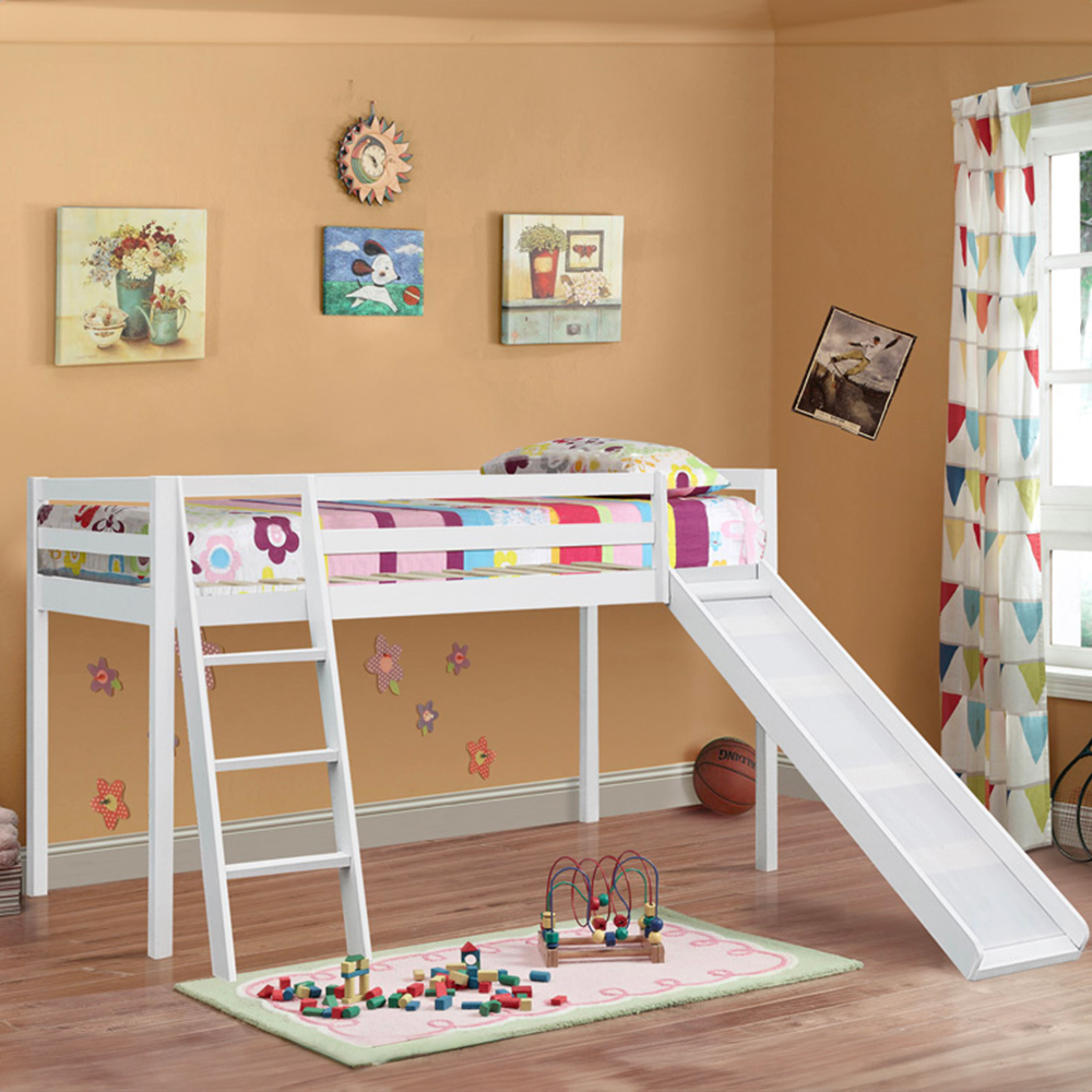Brooklyn Single White Mid Sleeper Bed with Slide Image 1