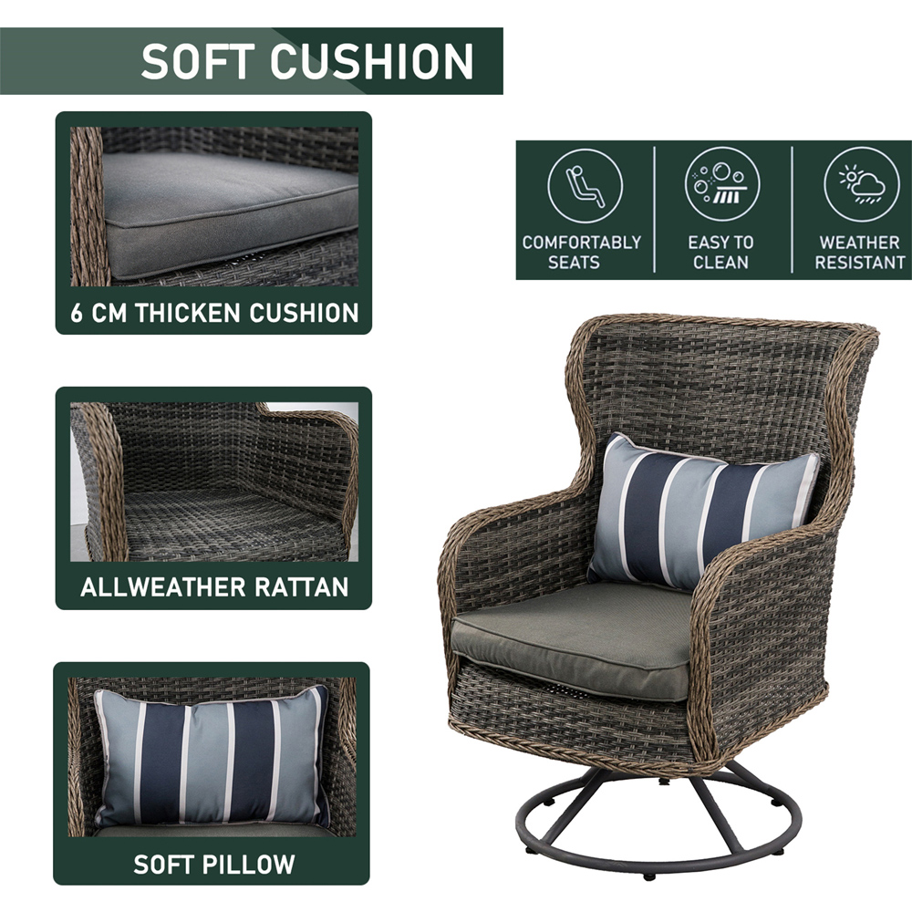 Furniture One 2 Seater Rattan Garden Swivel Lounge Set Image 7