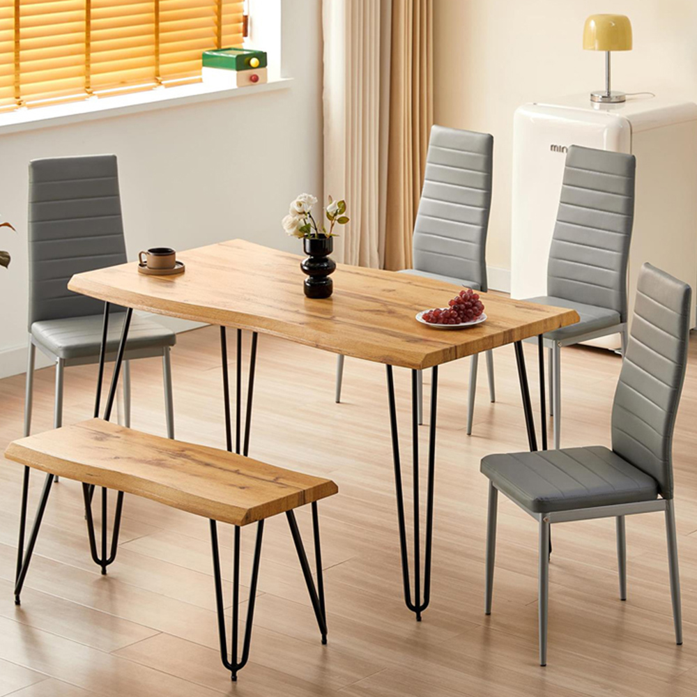 Kosy Koala 6 Seater Rustic Brown Dining Set Grey Image 1