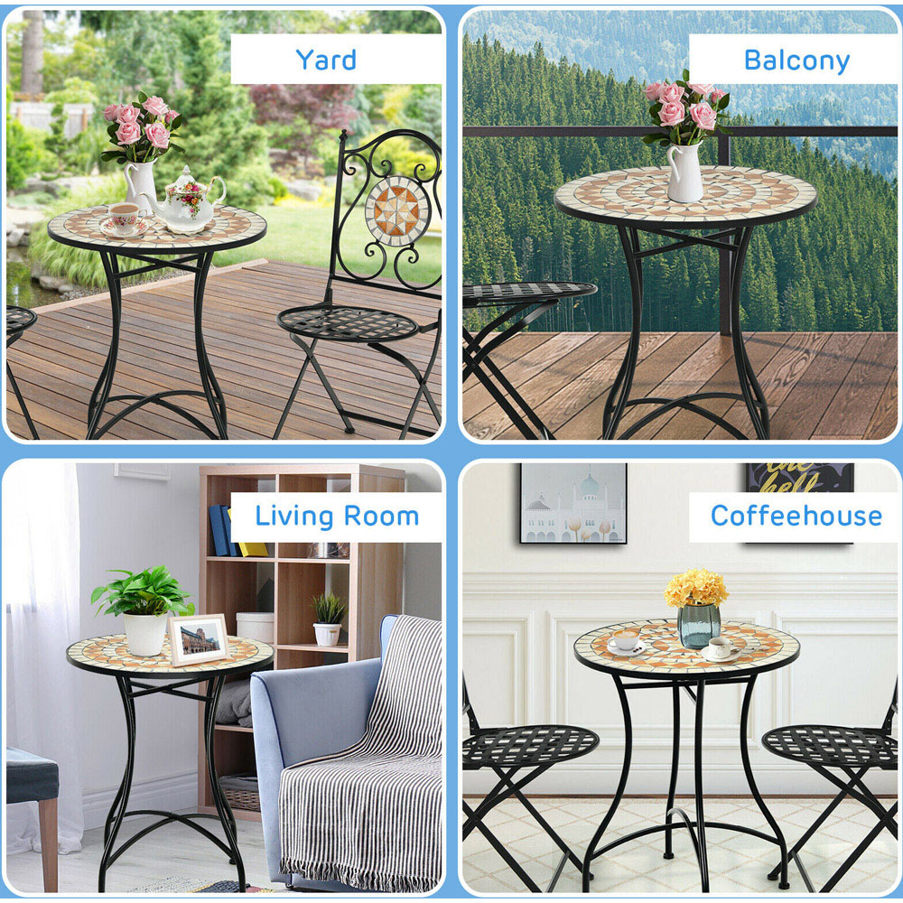 Costway 2 Seater Mosaic Metal Bistro Set Image 5