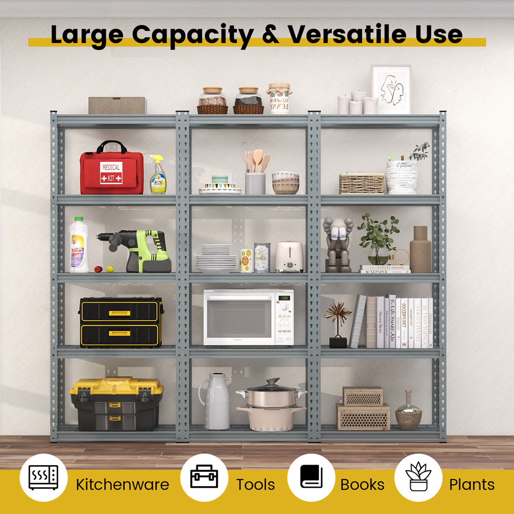 Costway 5 Shelf Grey Garage Metal Storage Unit Image 6