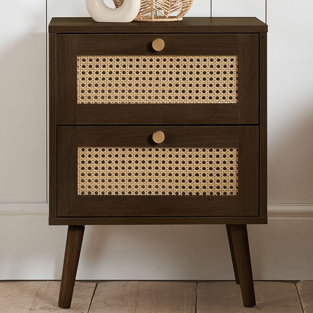 Croxley 2 Drawer Rattan Bedside Table Image 1