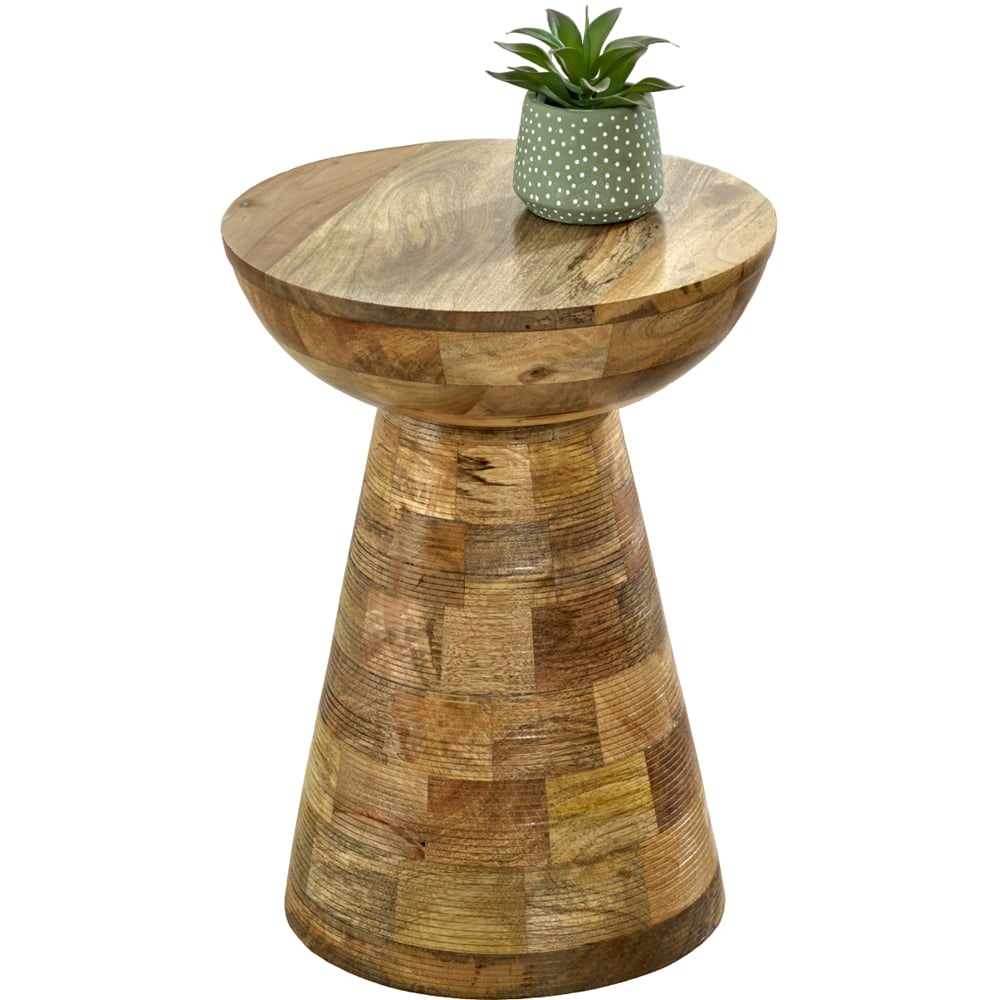 Brooklyn Mushroom Style Solid Wood Round Side Table Image 2