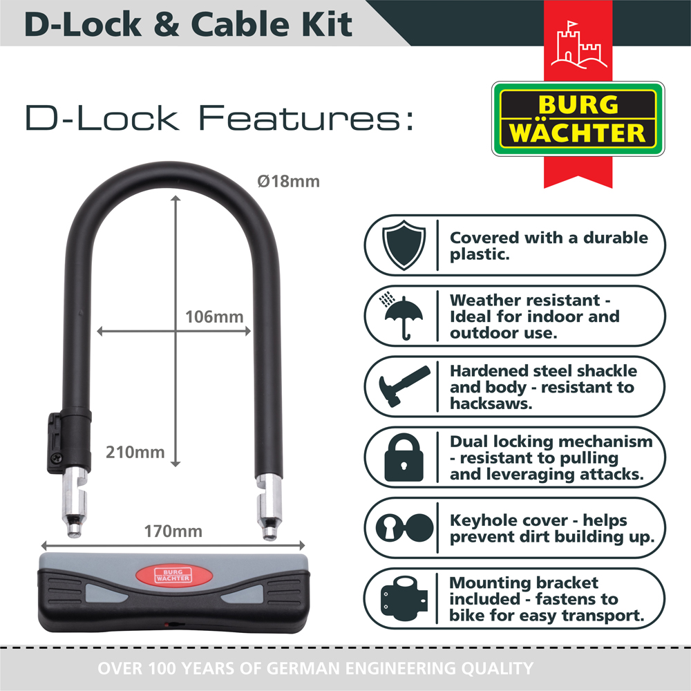 Burg-Wachter 1600HB Heavy Duty D Lock 1.2m Image 4