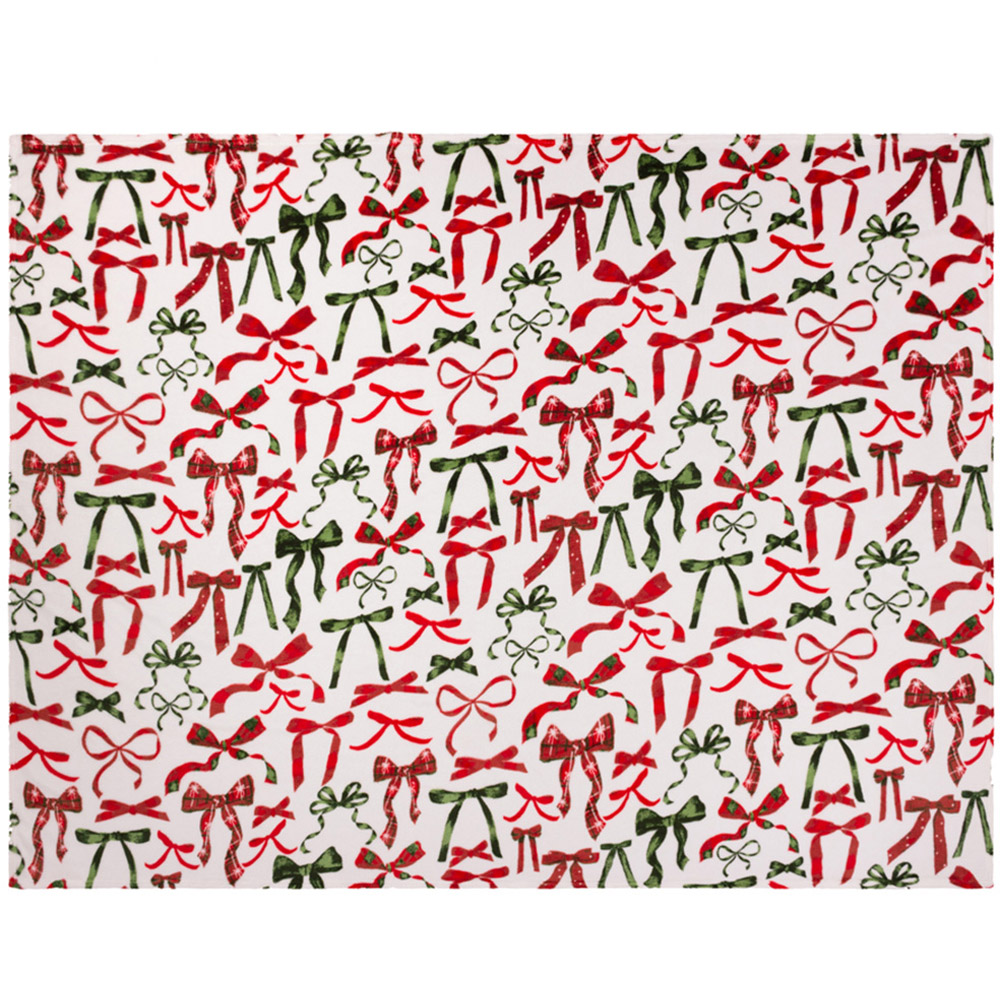 Furn Berry and Pine Festive Bows Printed Fleece Throw 140 x 180cm Image 3